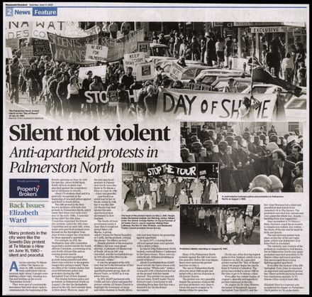 Back Issues:  Silent not violent. Anti-apartheid protests in Palmerston North