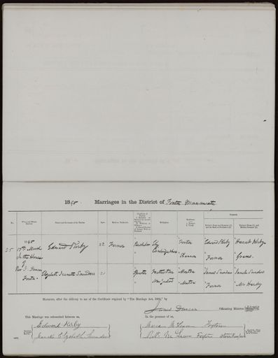 Marriage register 1880 - 1894