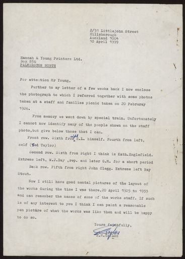 Correspondence regarding H. L. Young Staff Picnic - Resource cover image