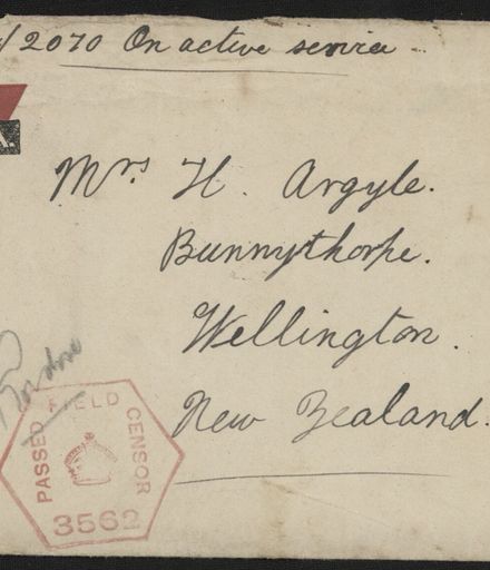 Envelope sent from WWI