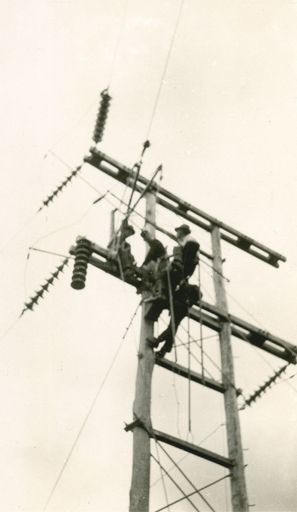 Workmen Repairing Power Line - Mangahao Electric Power Scheme
