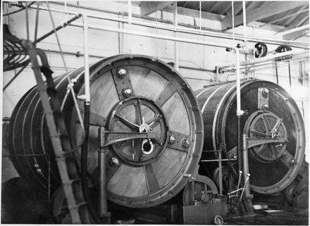 Butter churns at the Rongotea Butter Factory