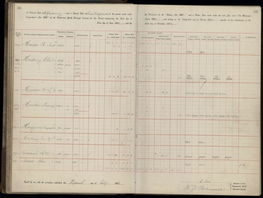 Palmerston North Rate Book, 1893 - 1896, 61