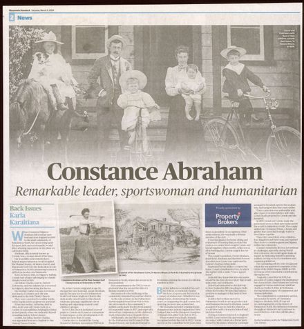 Back Issues:  Constance Abraham. Remarkable leader, sportswoman and humanitarian
