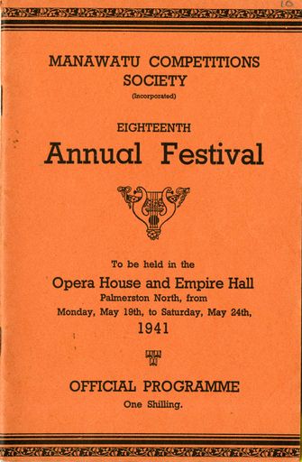 Manawatū Competitions Society, Official Programme, Eighteenth Annual Festival