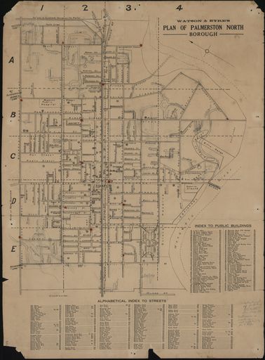 Watson and Eyre's Plan of Palmerston North Borough
