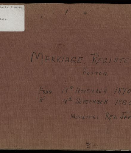 Marriage register 1870 - 1880