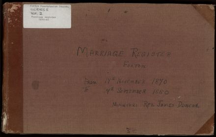 Marriage register 1870 - 1880
