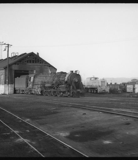 Steam train and Engine Shed, Palmerston North Railway Station, Main Street