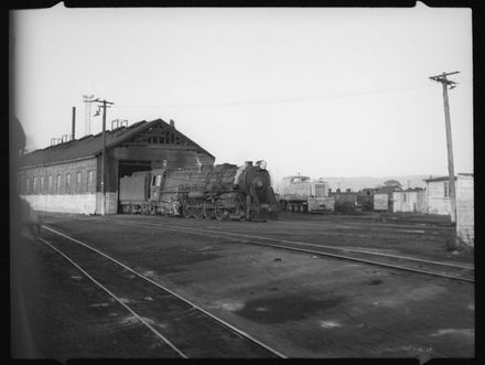 Steam train and Engine Shed, Palmerston North Railway Station, Main Street