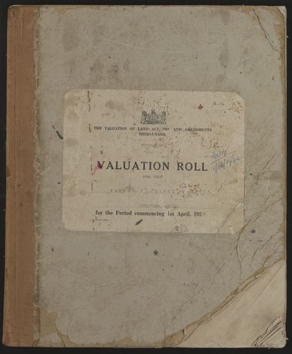 Valuation Roll, Fitzherbert Riding - Resource cover image