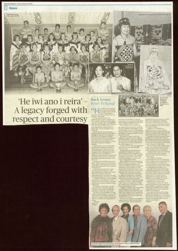 Back Issues:  'He iwi ano i reira' - A legacy forged with respect and courtesy
