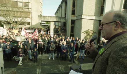 "Students out in force to protest"