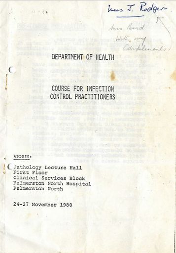 'Course for Infection Control Practitioners' booklet