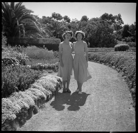 Two women in a garden, thought to be at the Victoria Esplanade - Resource cover image