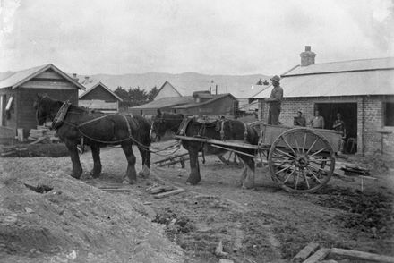 Horse team at George Craw's Flaxmill, Linton