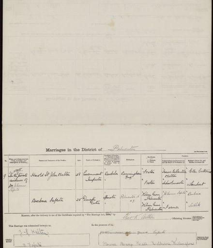 Marriage register 1907 - 1909
