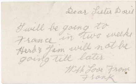 To My Dear Sister, embroidered WWI postcard – reverse