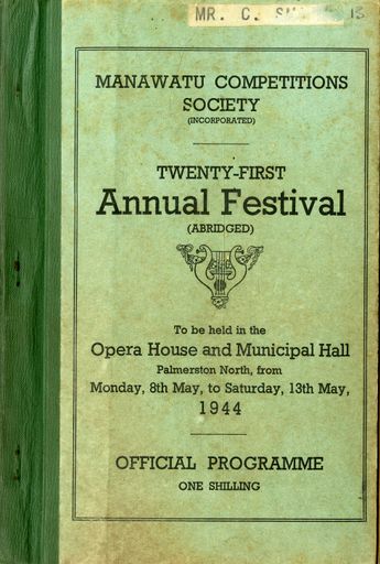 Manawatū Competitions Society, Official Programme, Twenty-First Annual Festival