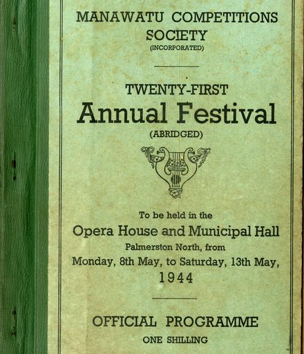 Manawatū Competitions Society, Official Programme, Twenty-First Annual Festival