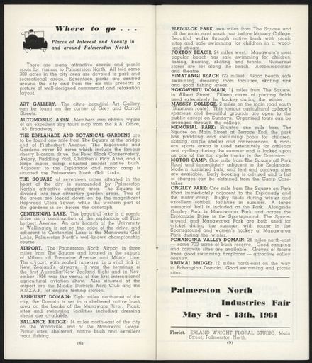 Visitors Guide Palmerston North and Feilding: March 1961 - 6