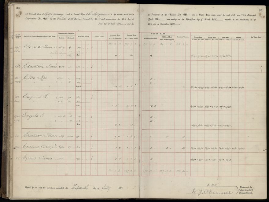 Palmerston North Rate Book, 1893 - 1896, 39
