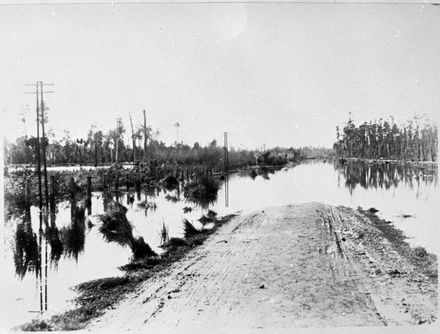 Flood waters on the St Highway 57, near Kara Road