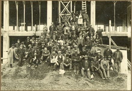 Employees at building site, Hawkes Bay