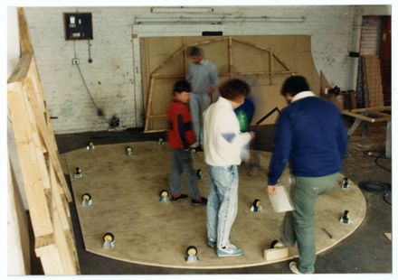 Stage Crew Building Revolving Sets for Little Shop of Horrors