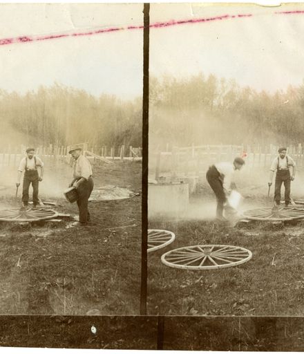 Stereoscope of Wheel-Wrights at Work