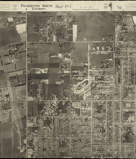 Aerial photo of Palmerston North in 1945 – no. 1 North-East quarter of City