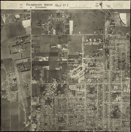 Aerial photo of Palmerston North in 1945 – no. 1 North-East quarter of City