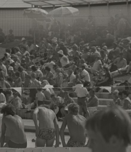 Swimmers and spectators at the Lido Pool