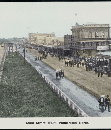 Colour Postcard of Crowds Walking Down Main Street West