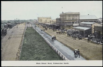 Colour Postcard of Crowds Walking Down Main Street West