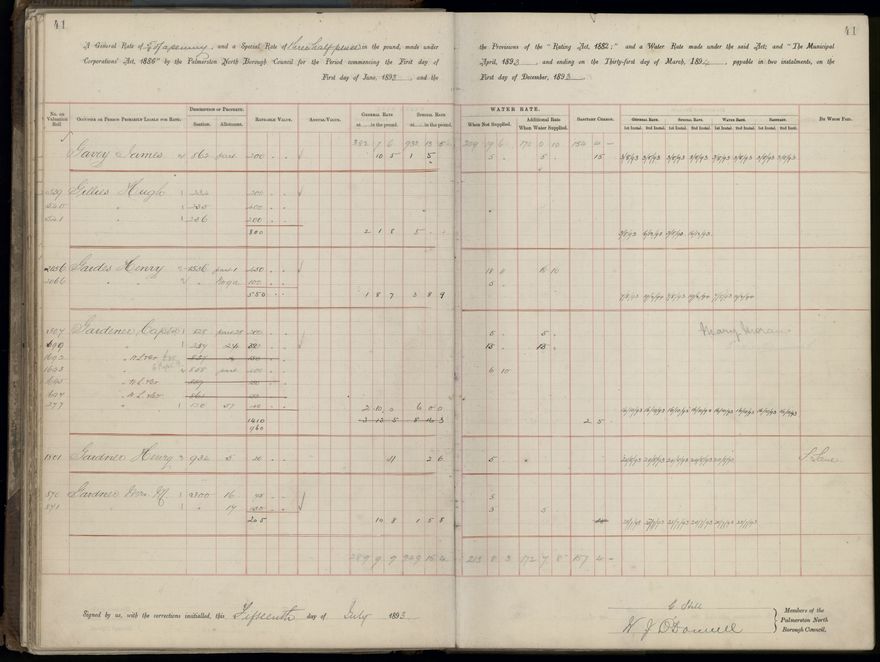Palmerston North Rate Book, 1893 - 1896, 46