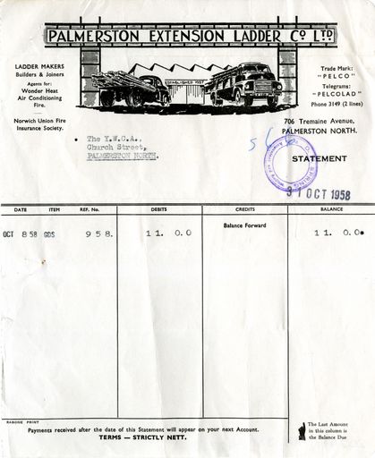 Palmerston Extension Ladder Co. Ltd. invoice