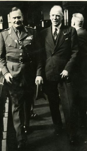 Governor General, Lieutenant-General Sir Bernard Cyril Freyberg,  with Mr A E Mansford, Mayor of Palmerston North