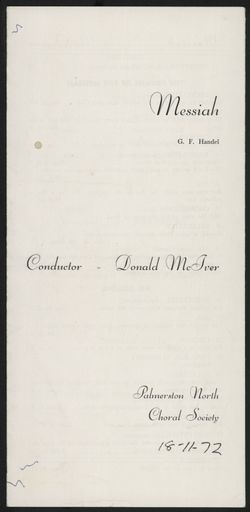 Palmerston North Choral Society - Messiah programme