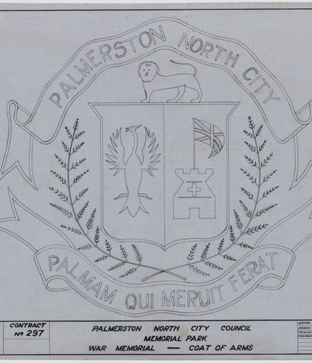 Drawing of the Palmerston North Coat of Arms