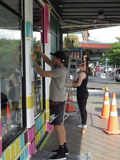 Youth Space mural during creation