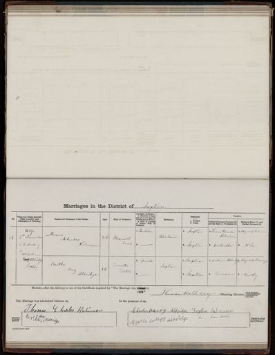 Marriage register 1909- 1927