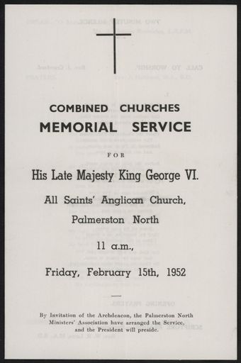 Programme for the memorial service for the late King George VI