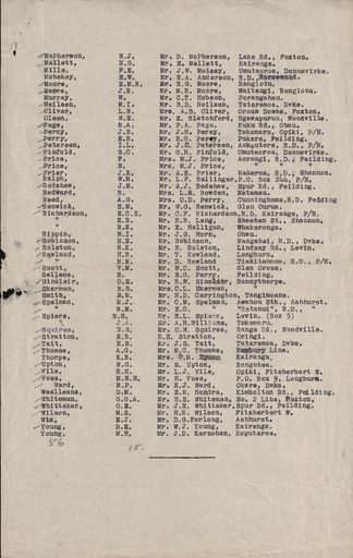 Correspondence: Letter advising of an attached list of the the land girls in the district 3