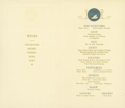 Menu for the Civic Dinner for Queen Elizabeth II and the Duke of Edinburgh