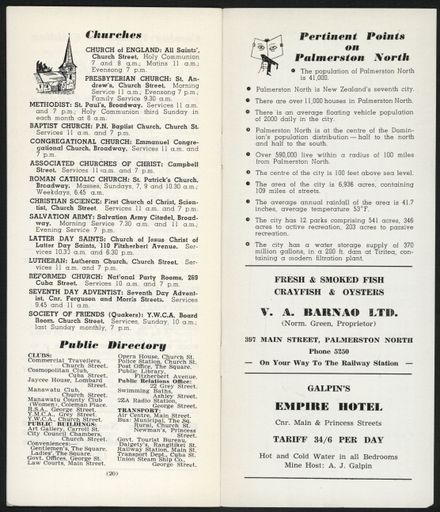 Visitors Guide Palmerston North and Feilding: December 1960 - 12