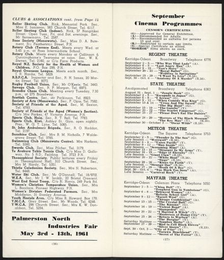 Visitors Guide Palmerston North and Feilding: September 1960 - 10