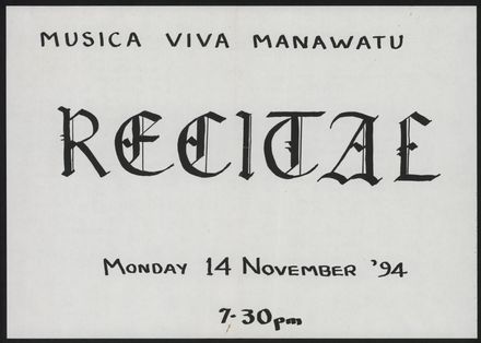 Musica Viva Manawatū - concert programme