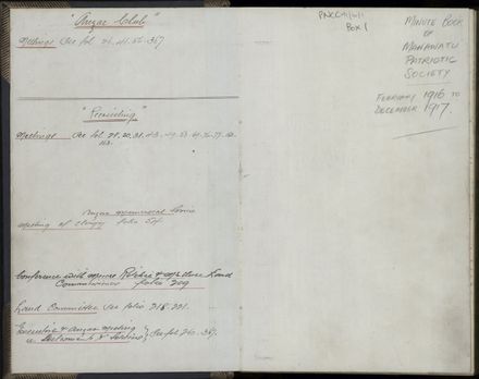 Manawatu Patriotic Society Minute Book (1916-1917) 2