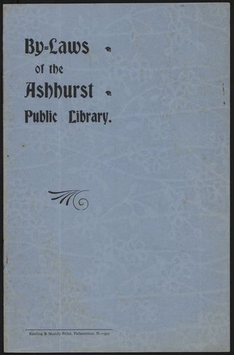 By-Laws of the Ashhurst Public Library
